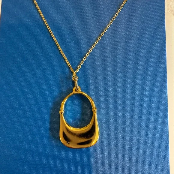 Gold Bag Purse Pendant Necklace - Picture 2 of 4